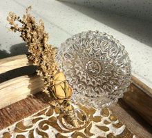 Load image into Gallery viewer, Sage Flower &amp; Rose Herbal Wand with Vintage Crystal Cut Dish
